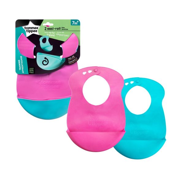 Tommee Tippee - Baberos de silicona Rosado y Turquesa (2 Unidades) - Imagen 2