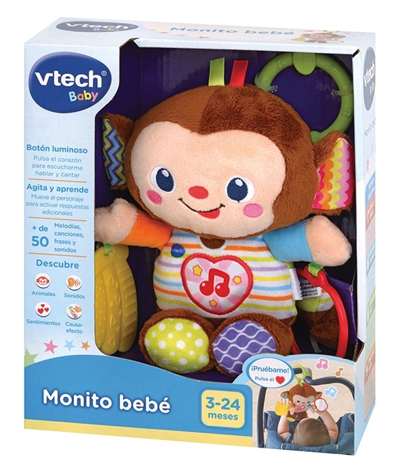 Vtech - Monito bebe Sonajero, Peluche y Mordedera - Productos para bebes | Mamita y Yo