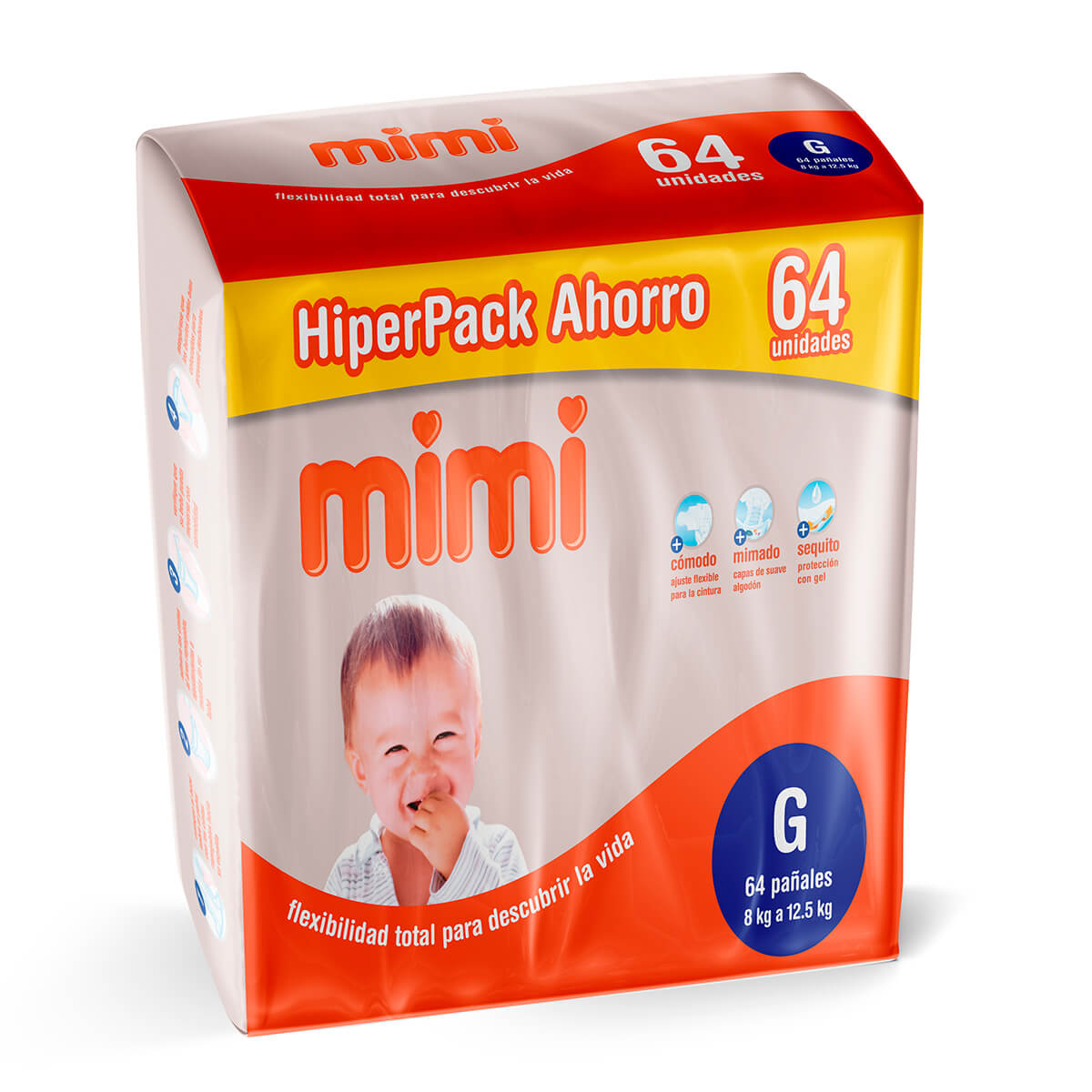 Mimi  - Pañal para Bebé Premium Hiperpack talla G x 64 uni.